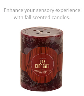 Enhance your sensory experience with fall scented candles. Oak Cabernet Candle